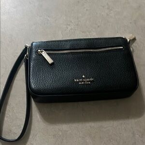 Kate Spade Black Pebbled Wristlet Clutch